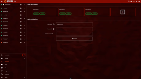 Settings – account overview and management screen