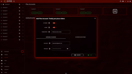 Settings – create or add new account screen